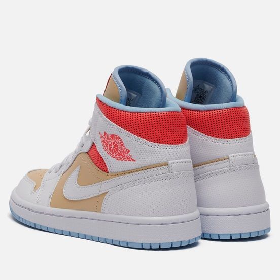 NikeNike Air Jordan 1 Mid SE, бежевый с белым, кожа, женские