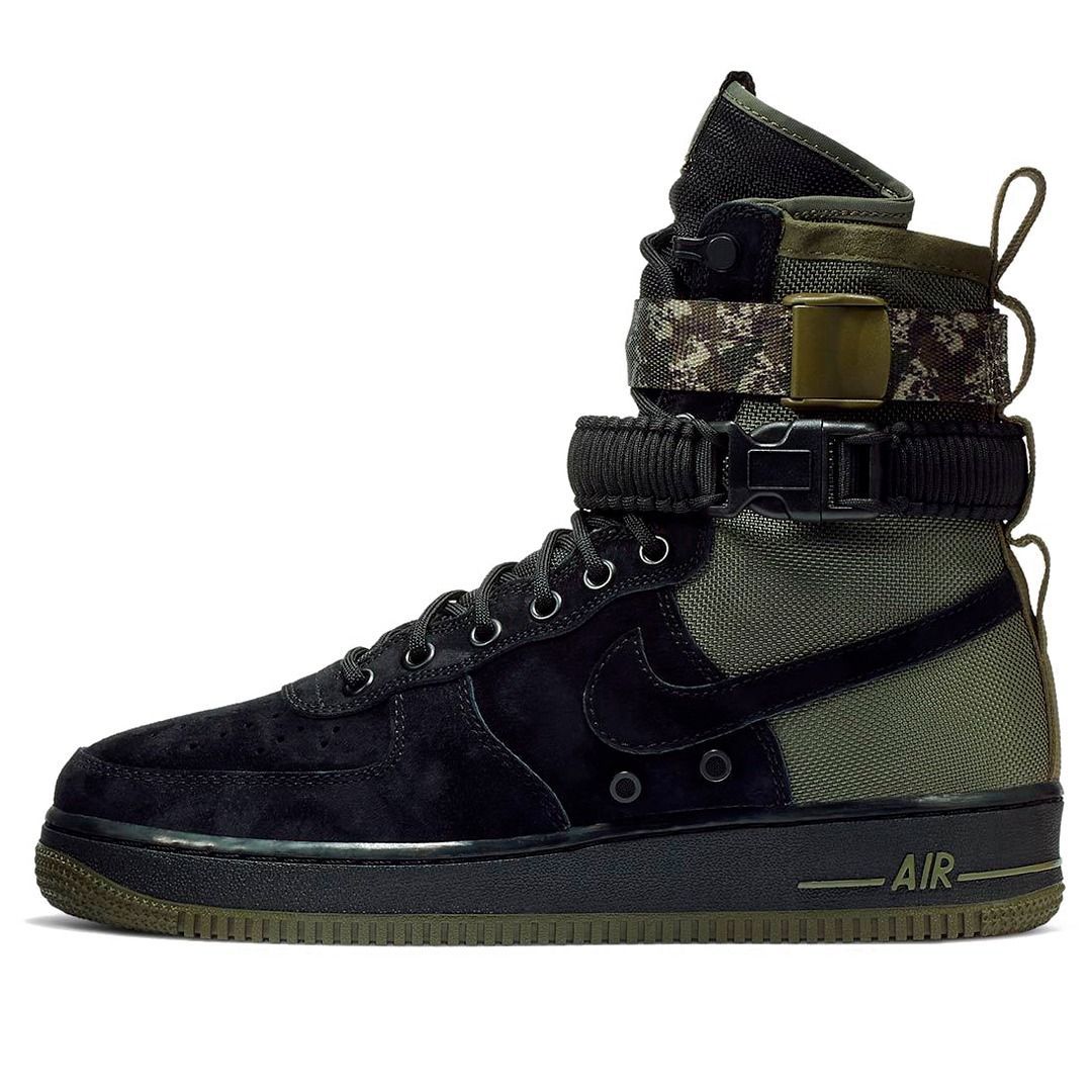 Nike Air Force 1 SF High черные с зеленым, нубук, мужские