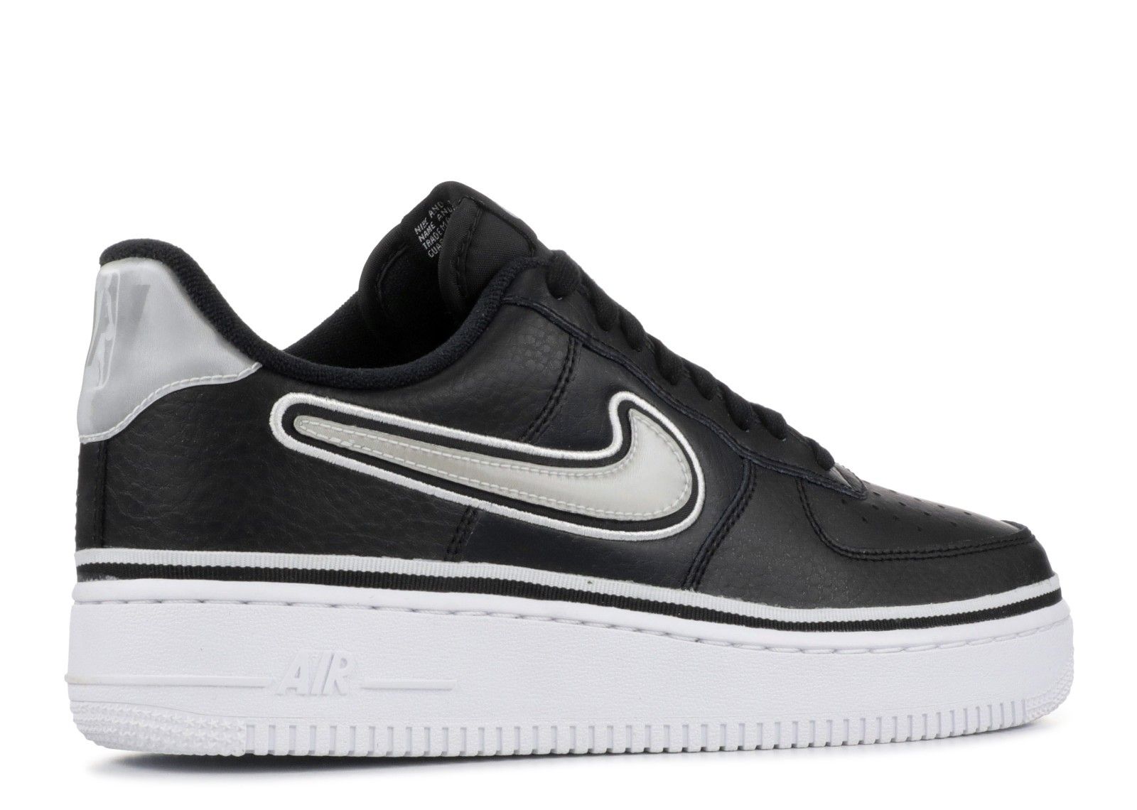 Nike Air Force 1 '07 LV8 Sport NBA Black/White, черный, белый, кожа, мужские