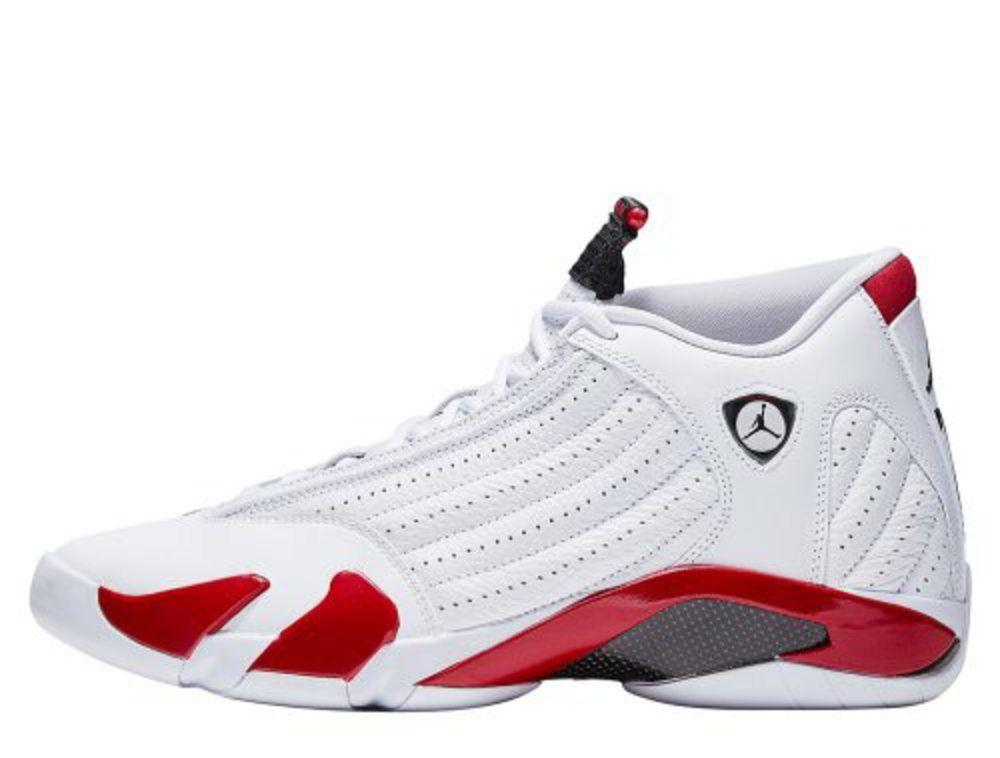 Nike Air Jordan 14 Retro, белый с красным, кожа, мужские