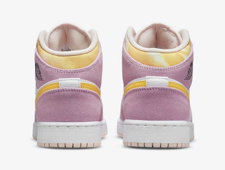 Nike Air Jordan 1 Retro Mid SE GS Arctic Pink, белый с розовым и желтым, кожа, нубук, женские